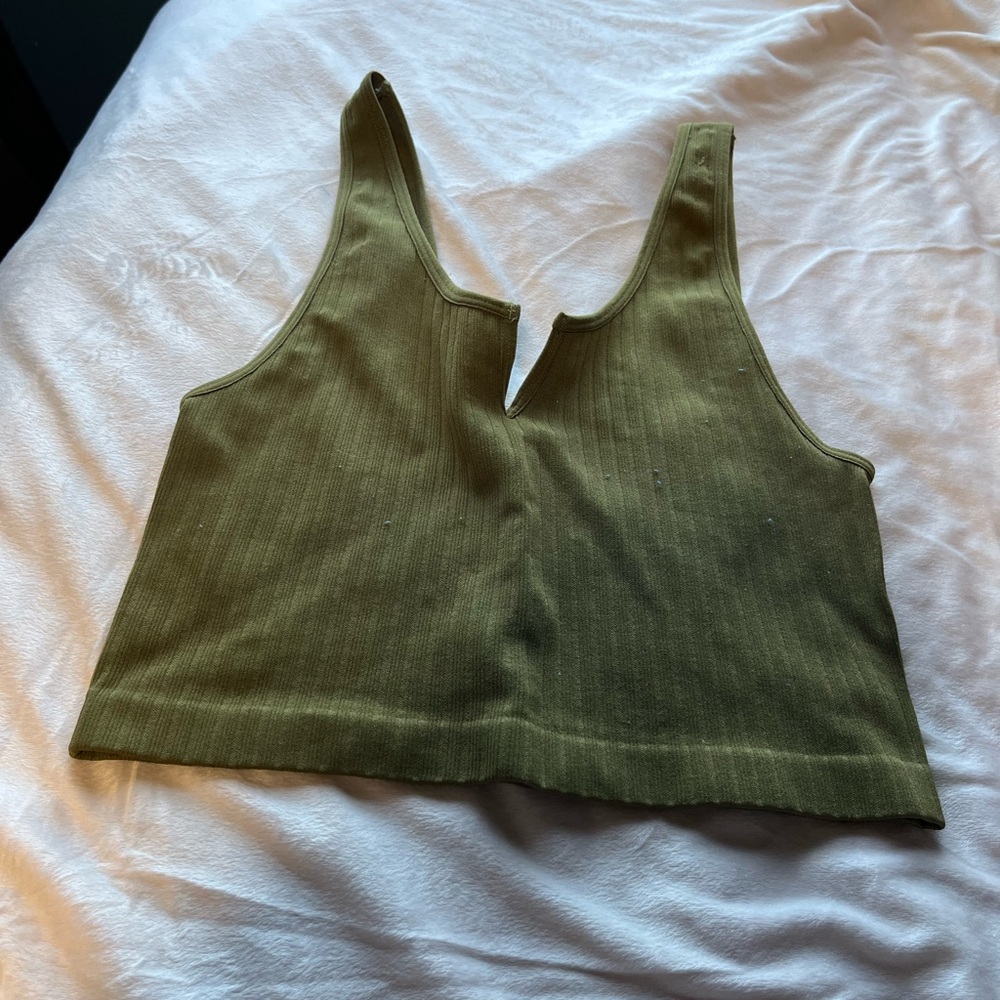 Womens olive green crop top